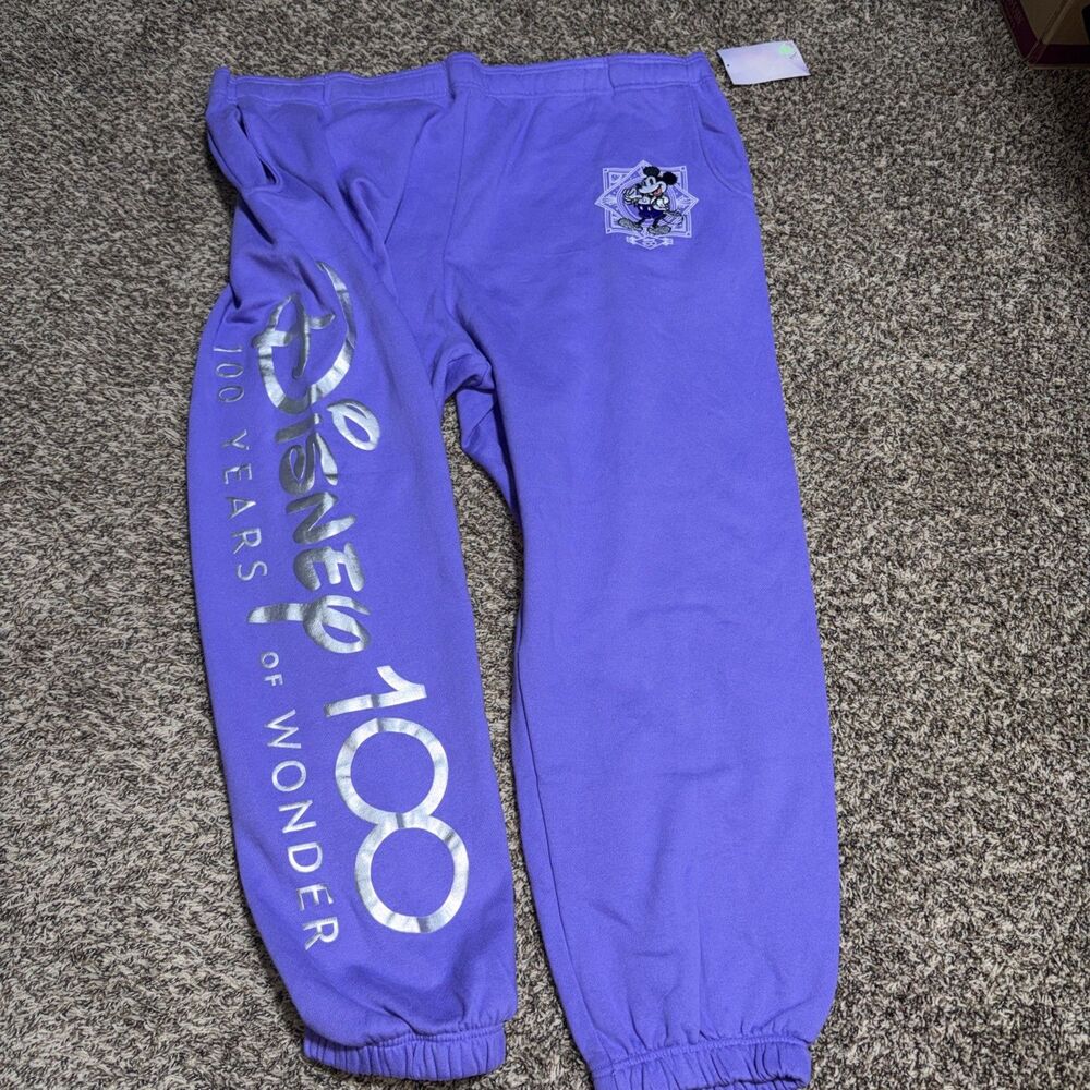 Disney 100 Years Of Wonder Mickey Mouse jogger sweatpants 3xl Purple